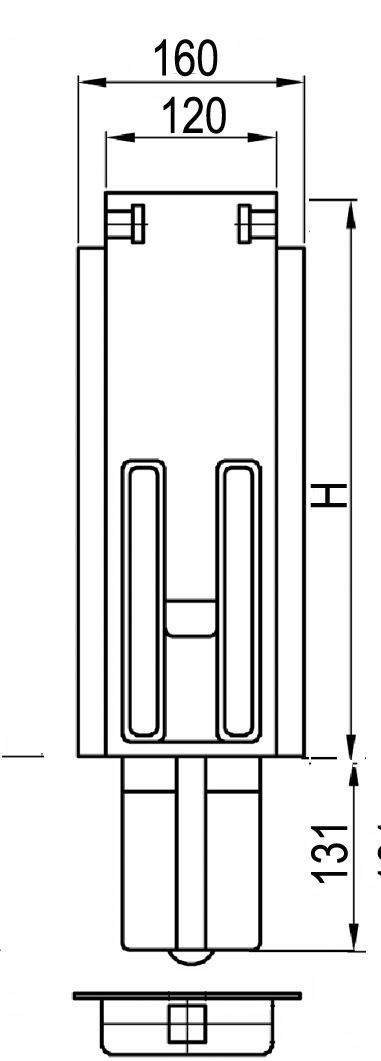 H = 605 mm
Tloušťka bočnice = 30 mm
120 x 44 mm